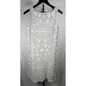 J. McLaughlin Sz XS Black White Textured Floral Shift Dress Sleeveless Mini
